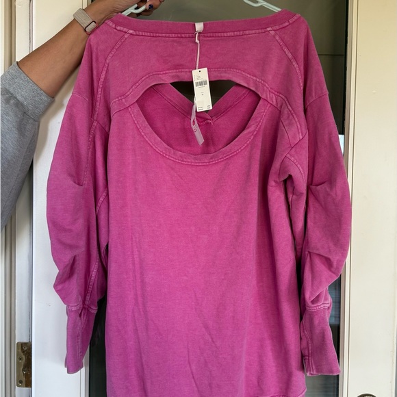 Anthropologie Daily Practice Cozy Pink V-Neck Sweatshirt for Women - Picture 3 of 3